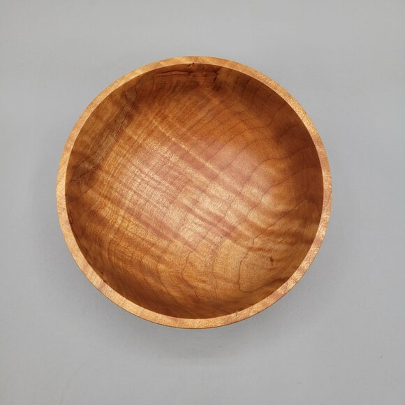 Handcrafted Cherry Wood Bowl Polished Smooth Deep Boho Decor - Picture 5 of 7